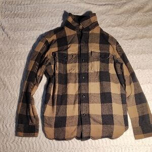 American Eagle Outfitters Black and Tan Plaid Shirt